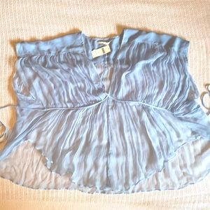 New baby blue, silk blouse, never worn